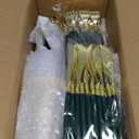 350 Pieces Green Gold Plastic Dinnerware Set, Gold Disposable Plates for Party, Include 100 Green Plates with 150 Plastic Cutlery, 50 Napkins and 50 Cups