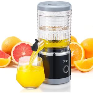 Citrus Juicer Machine, Automatic Orange Juicer Squeezer, High Juice Yield, Ease to Use and Clean, Electric Fruits Juicer with Cleaning Brush for Orange, Lemon, Grapefruit(Black)