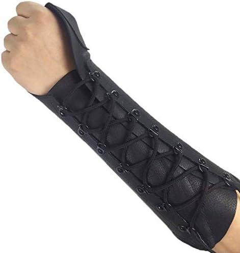 ArcheryMax Handmade Black Leather Arm Guard Bow Hand Shooting Glove, Left Hand