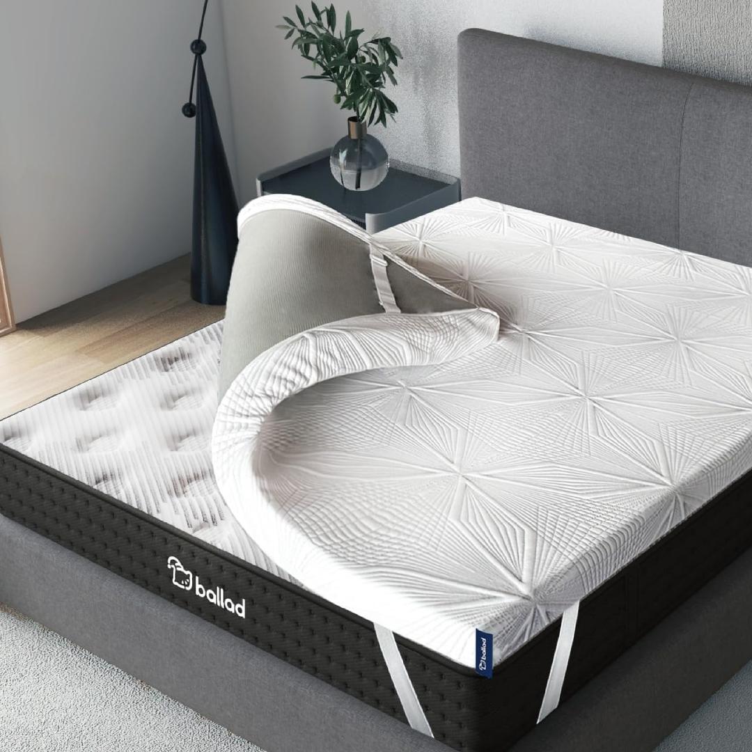 Ballad 3 Inch Gel Memory Foam Mattress Topper Queen Size, High Density Cooling Pad with Premium Removable Cover, Pressure Relief Bed Topper, (CertiPUR-US & Oeko-Tex Certified)