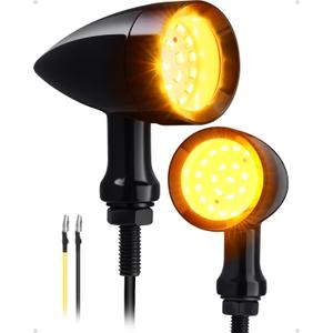 PBYMT Motorcycle Bullet 24 LEDs Front Turn Signal Lights Amber SMD Blinkers w/ 10mm Mount Hole Compatible with Honda Yamaha Suzuki Kawasaki Harley Chopper Bobber