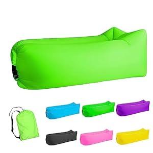 LONGJIN Inflatable Lounger Air Sofa Hammock, Inflatable Couch for Camping, Portable Waterproof Anti-Air Leaking Pouch Couch Air Chair for Outdoor, Beach, Hiking, Picnics, Music Festivals (Green)