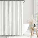 Awellife Extra Long Farmhouse Grey Shower Curtain for Bathroom Gray Striped White Cotton Touch Cloth Striped Boho 84 inch Shower Curtain for Bathroom