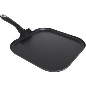 IMUSA 11in Bistro Aluminum Nonstick Square Griddle with Cool Touch Handle, Black