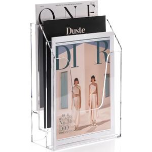 YUXUN Wall Mount File Organizer, Clear Acrylic File Holder for Desk, No Assembly Hanging Mail Organizer, Heavy Duty Document Sorter Magazine Rack for Office, Home, Classroom