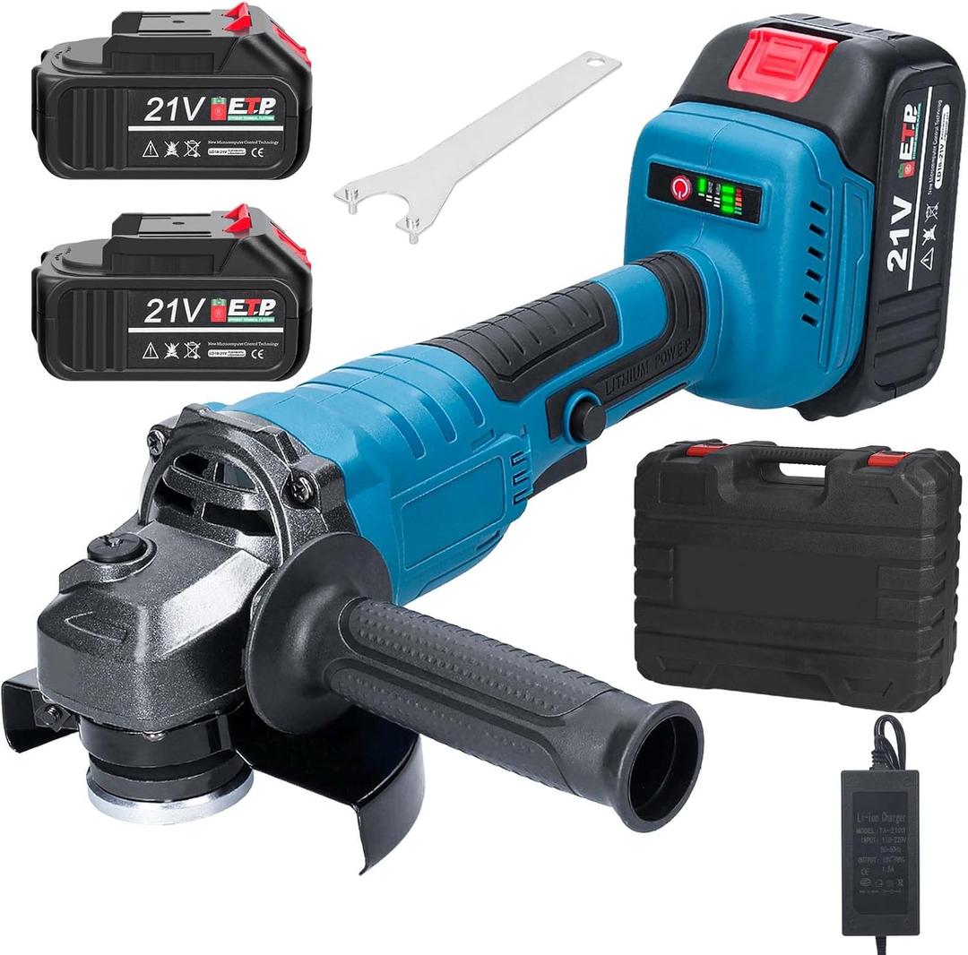 Cordless Angle Grinder, 21V Grinder Tool With 2-Position, 125MM M14 Professional Electric Power Grinder, 7500RPM Cordless Metal Angle Grinders For Cutting, Grinding (Body Only)
