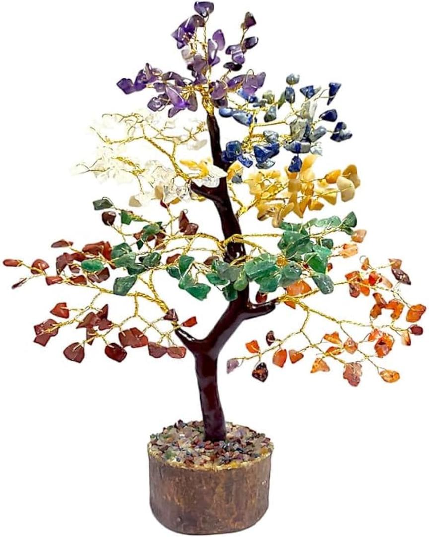 7 Chakra Crystal Tree for Positive Energy House Warming Gifts New Home of Life Decor Office Women Reiki Spiritual 8-10 Inch 300 Beads