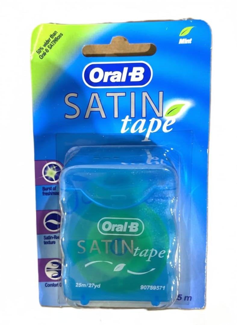 Oral-B Statin Tape Dental Floss 25m (6 Units) by Oral-B Satin Tape Mint (13.67 Foot (Pack of 6))