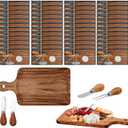 50 Set Bridal Baby Shower Cheese Prizes Wooden Square Board Gift Set Knives Forks Thank You Tags with Box for Guests for Valentines Bridal Baby Shower Housewarming Gifts (Acacia Color)
