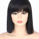 Topcosplay Women Wigs Black Short Bob Wig with Bangs Straight Hair Halloween Costume Party Wigs