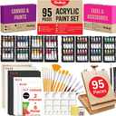 Chalkola 95 Pcs Acrylic Painting Kit for Adults Art - 64 Acrylic Paint Set