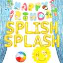 JeVenis Splish Splash Birthday Decorations Balloons Pool Birthday Party Banner Summer Pool Party for Boys Summer Beach Party Hawaiian Luau Tropical Party Decorations (Golden)