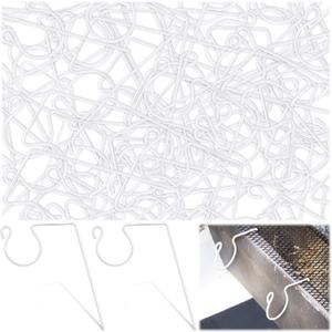 Ferraycle Metal Christmas Light Gutter Hooks Christmas Light Hanger Hooks for Gutters Stainless Steel Xmas Outdoor Clips for Kitchen Bathroom Work Shop Garden(White,100 Pieces)