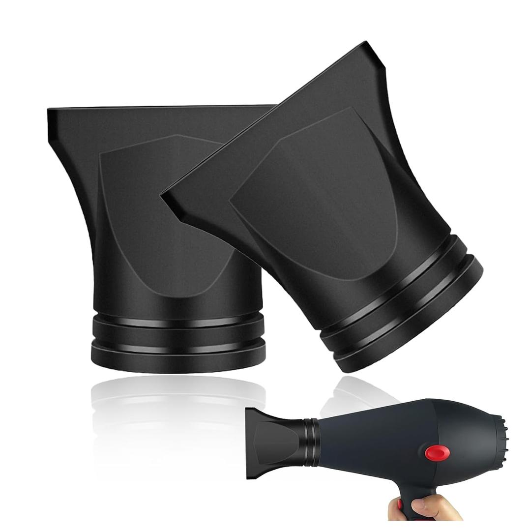 2PCS Hair Dryer Attachment Universal Black Plastic Blower Nozzle Replacement Styling Tool for Home Use or Professional Salon Hairdressing Blow Outer Diameter 4.2cm to 4.6cm