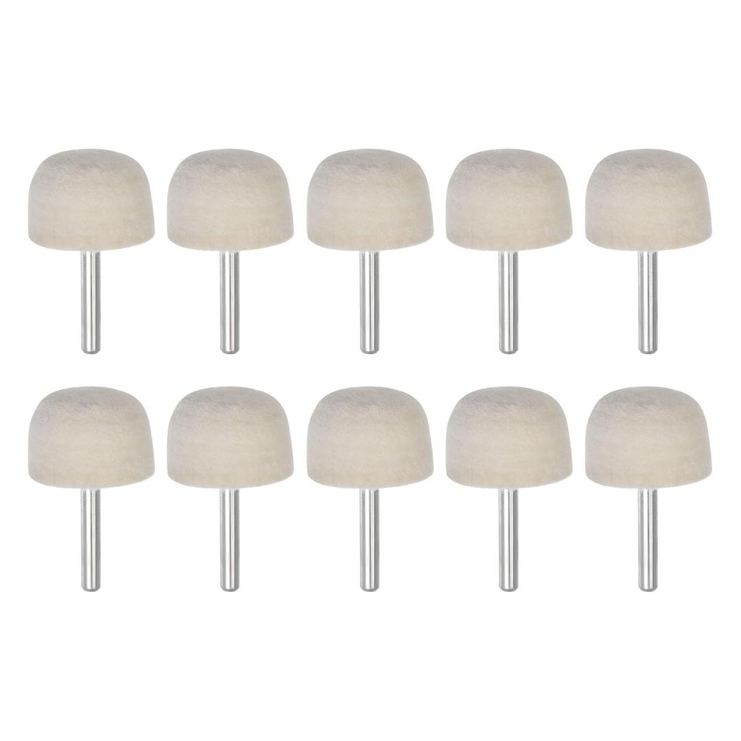 HARFINGTON 10pcs Wool Felt Mounted Mandrel Points 35mm Head 1/4 Inch Shank Conical Polishing Bits Burrs Felt Polishing Buffing Wheel for Rotary Tool