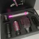 5 in 1 Hair Dryer Brush, Negative Ion Electric Hot Air Blow Dryer Brush Comb (Black-Red)