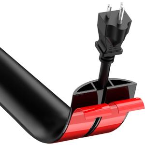 CrocSee 6ft Self-Adhesive Floor Cord Cover for Wires, Low Profile Cord Hider Cable Management, Trimmable PVC Cord Protector - Cord Cavity = 0.47" (W) x 0.29" (H) - Black