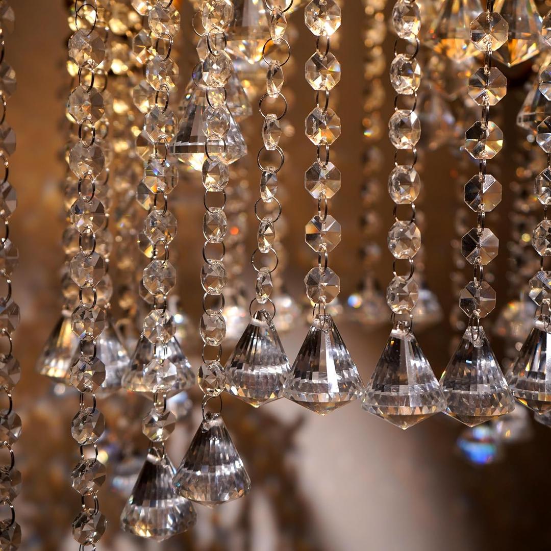 IndianShelf Clear Glass Ornaments- 10 Piece- Teardrop Christmas Hanging Crystals for Centerpieces- Crystal Chandelier Drop- Drop 2.75Inch (Prism + Beads)