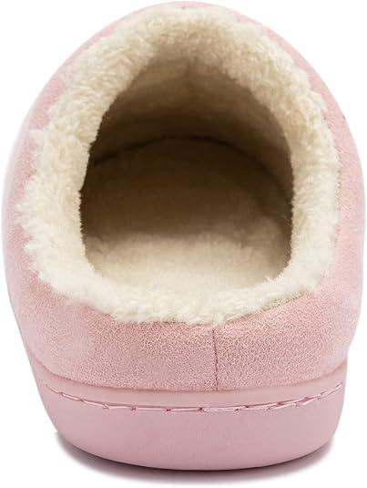 NewDenBer Women's Cozy Memory Foam Slippers Soft Fleece Lined Slip on Indoor Outdoor House Shoes 6-7 Pink