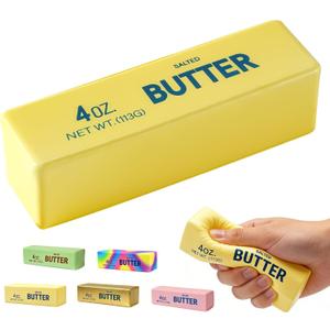2 x Butter Squishy, Soft Scented Fidget Squishy, Butter Squishy Toy, Cream Scented Butter Squeeze ToySlow Rising Butter Stick Stress Relief Toy for Relaxation,Office Desk Decor (Yellow), 5.3inch