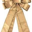 Vintage Champagne Wreath Bow - 20 * 11in Golden Edged Velvet Tree Topper Ornament for Xmas Winter Home Decor