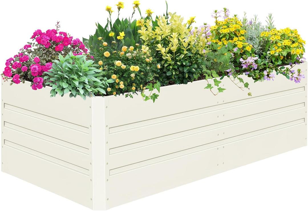 SnugNiture Galvanized Raised Garden Bed 8x4x2FT Outdoor Large Metal Planter Box Steel Kit for Planting Vegetables, Flowers 