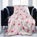 Pink Flamingos Bed Blanket Ultra Soft Throw Blanket All Season Warm Light Weight Cozy Plush Blankets for Home Bedroom Sofa Chair Travel, 60"X80"