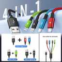 Cruise Essentials 2026 4 in 1 Multi Charging Cable [2Pack 5FT], Tangle Free USB C Car Charger Cable Nylon Braided with 2 USB-C/IP/Micro, Travel Charging Cords for iPhone Android iPad and More