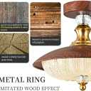 Vintage Crystal Semi-Flush Mount Ceiling Light, 12-Inch Glass Faux Wood Gold Light Fixture, Mid Century Suitable for Dining Room Kitchen Foyer Entryway Hallway Bedroom 5-Light