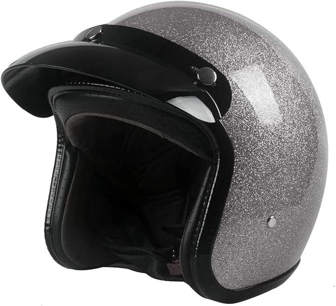 Harssidanzar Open Face Motorcycle Helmet DOT Approved Vintage Helmet CU601, Medium
