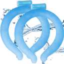 Neck Cooling Tube, Reusable Neck Cooler, Reusable Wearable Cooling Neck WrapsBlue Neck Cooling Ring,Ice Cooling Neck Tube for Outdoor 66 in2 Pcs