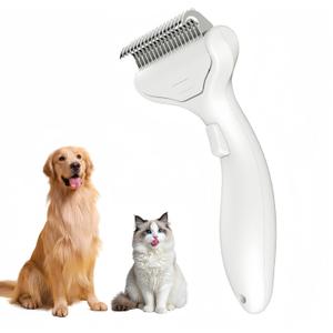 Undercoat Rake for Dogs & Cats, Deshedding Brush for Long haired Pets,Dog Brush for Shedding with Release Button,Best Cat Undercoat Brush&Deshedding Tool for Grooming (White)