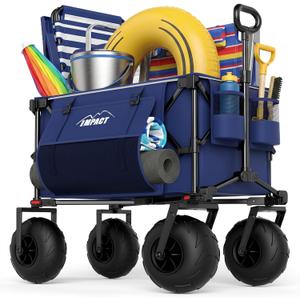 Beach Wagon with Big Balloon Wheels for Sand, 200L Large Collapsible Cart