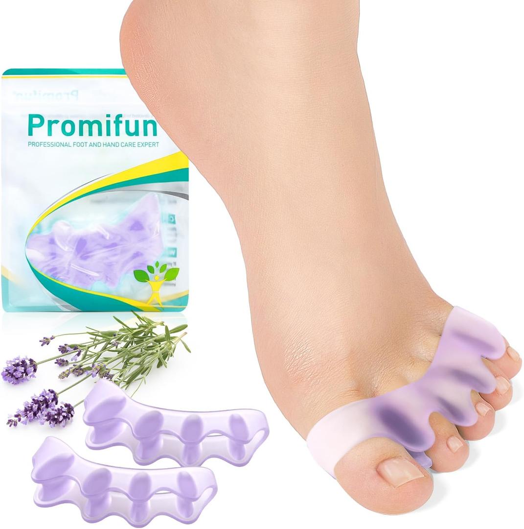 Promifun Toe Spacers for Women and Men - 8 Pack Toe Separators for Correct Toes - Toe Spreaders with Lavender Extract for Gifts - Walking, Running & Yoga Practice