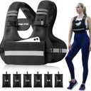 TAEVNO Adjustable Weighted Vest for Women Men, 6-12lb Comfort Fit - U-Shaped Ergonomic Weight Vest with 6 Removable Iron Sandbags, Large Front Mesh Pocket & Reflective Strips, Ideal for Running, Walking, Strength Training, HIIT, Cardio Workouts（Black）