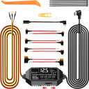 Dash Cam Hardwire Kit USB C, 12V-24V to 5V Type C Hardwire Kit with LED Voltmeter, 4-Level Adjustable Low Voltage Protection, 3-Lead Power Cable for Dash Camera Parking Mode & Continuous Recording