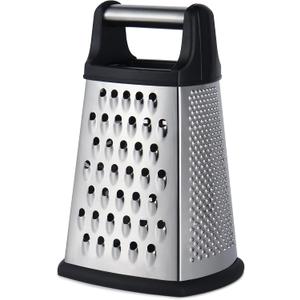 2 x Kaishun Professional Cheese Grater, 4-Sided Stainless Steel Box Grater, Food Shredder for Cheese, Parmesan, Vegetable, Black
