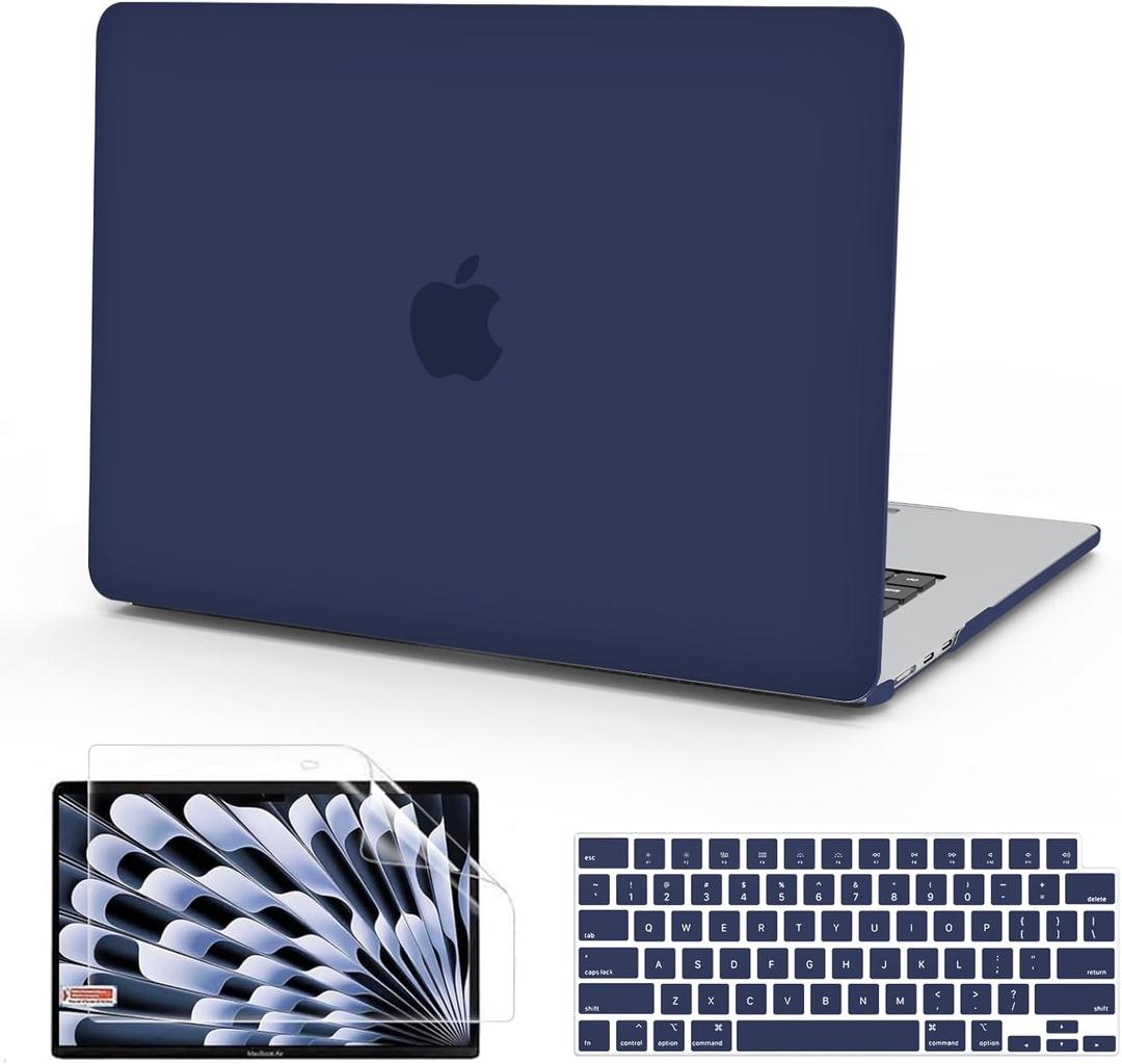 B BELK Compatible with MacBook Air 15 inch Case M5 2026 2025 2024 2023 M4 M3 M2 A3448 A3241 A3114 A2941 Liquid Retina Display, Matte Plastic Hard Shell Case+Keyboard Cover+Screen Protector, Navy Blue