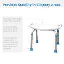 Adjustable Non-Slip Bath & Shower Stool for Inside Shower, 20.08 x 12.2 x 14.17 Inch, White, (770-500)
