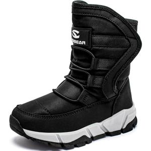 GUBARUN Boys Snow Boots Winter Waterproof Slip Resistant Cold Weather Shoes (Big Kid 4.5) (Black2)