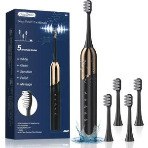 Sonic Electric Toothbrush for Adults - 41,000 VPM Deep Clean with 4 Brush Heads, 5 Modes, 100-Day Battery Life, IPX7 Waterproof Rechargeable Toothbrushes Built-in Smart Timer | Perfect for Home/Travel
