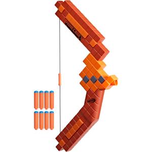 Nerf Minecraft Bow Dart Blaster, Pull-Back String Priming, 8 N1 Darts Compatible Only N1 Dart Blasters, Ages 8+