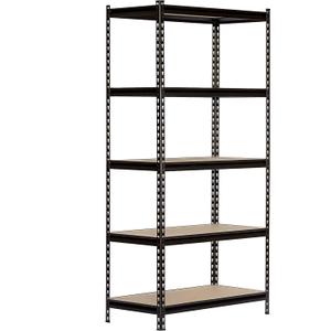 5 Layer Black Steel Storage Rack Boltless Shelving Unit Tier Layer Height Adjustable Shelf Organizer 30" W x 12" D x 60" H