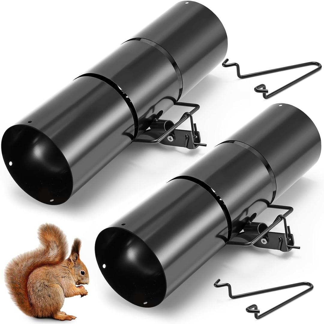 Qualirey Tube Squirrel Trap Rust Resistant Trap 4.5'' in Diameter with a Setting Tongs for Backyards Patios Gardens, Safe and Effective Pest Control Commercial and Residential Use (2 Pcs,15 Inch)