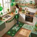 Breling St. Patrick's Day Kitchen Mats Set of 2, Lucky Green Plaid Clover Shamrock Kitchen Rugs Diatomaceous Soft Floor Absorbent Non-slip for Home Anniversary Wedding Party Decor 17x29 and 17x47 Inch