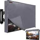 Outdoor TV Cover 60-65 Inches, HOMEYA 600D Heavy Duty Weatherproof TV Enclosure with Front Flap, Waterproof Zipper+Bottom Cover, for Outside LED LCD Flat Screen TVs-Cover Size 58.5''L x 35''H x 4.5"W