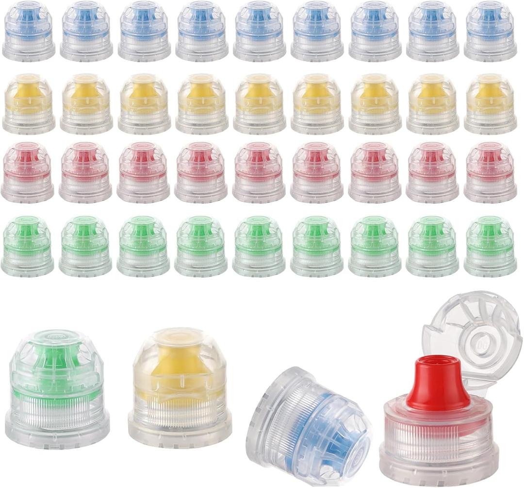 Push Pull Replacement Caps for 28 mm Water Bottle - 40 Pcs Colorful Flip Cover Plastic Replacement Lids for Soda and Sport Water Bottle - Compatible for Indoor or Outdoor Sports