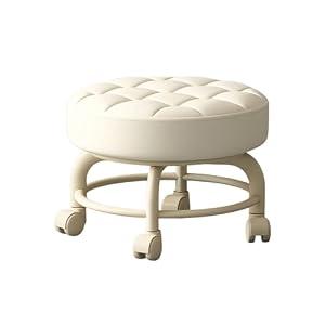 Homcity Low Height Rolling Stool with Wheels Heavy Duty Rolling Stools 360 Degree Rotating for Home Cleaning Garage Fix Stool Outdoor Office Working Flooring Cleaning (White)
