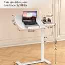 Overbed Table with Wheels, Pneumatic Lift and Tilting Top (White), 27.48 inches x 14.17 inches x 41.06 inches