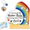 Rainbow Bridge Dog Memorial Gifts for Loss of Dog Cat Christmas Gift,5.9 Acrylic with LED Light/Picture Frame Keychain with Paw Prints/Sympathy Card Pet Sympathy Bereavement Gifts for Pet Lovers(Paw)